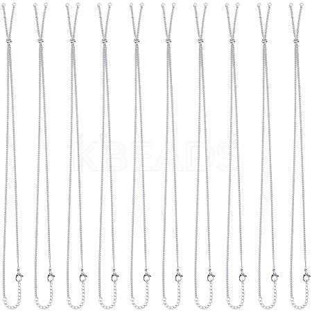 10Pcs Adjustable 304 Stainless Steel Curb Chains Necklaces Making MAK-SC0001-44-1