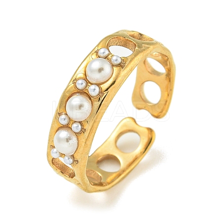 Ion Plating(IP) Stylish Adjustable Stainless Steel Cuff Open Rings RJEW-K283-13G-1