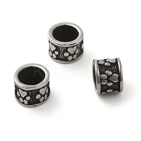 Column with Paw Print 304 Stainless Steel European Beads LS-STAS-E215-02AS-1
