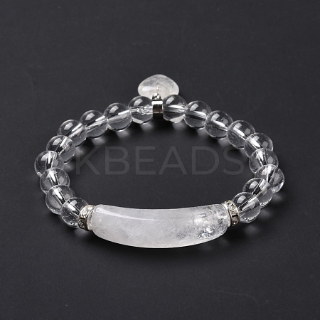 Natural Quartz Crystal Beads Charm Bracelets BJEW-K164-B01-1