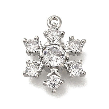 Rack Plating Brass Micro Pave Cubic Zirconia Pendants KK-M014-10A-P-1