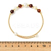 Copper French Wire & Round Natural Amber & Cultured Freshwater Pearl Cuff Bangle for Women BJEW-JB13990-4