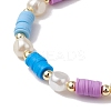 4Pcs 4 Colors Flat Round Polymer Clay Beads Stretch Bracelets for Women BJEW-JB11647-4