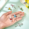 6Pcs 6 Colors Angel & Butterfly Alloy Beaded & Polymer Clay Pave Rhinestone Beaded Pendant Decoration HJEW-TA00339-7