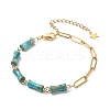 Natural Imperial Jasper(Dyed) Bamboo Joint Beaded Bracelet with Golden 304 Stainless Steel Chains for Women BJEW-JB09028-2