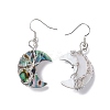 Natural Paua Shell Crescent Moon Dangle Earrings EJEW-G307-01P-3