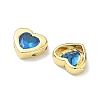 Valentine's Day Brass Pave Cornflower Blue Glass Beads KK-A300-06G-2