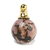 Natural Rhodonite Perfume Bottle Pendants G-K338-22G-04-1