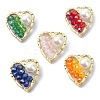 5Pcs 5 Color Glass & Natural Shell Beaded Pendants PALLOY-TA00076-1