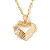 Fashionable Brass Clear Cubic Zirconia Hollow Heart Pendant Dapped Chain Necklaces HP4138-1-3