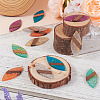 12Pcs 6 Colors Transparent Resin & Walnut Wood Big Pendants WOOD-TA0002-46-5