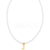 Imitation Pearl with Stainless Steel Pendants Necklaces NJEW-LP0001-51J-G-1