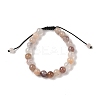 8mm Round Natural Purple Quartz Braided Bead Bracelets BJEW-C067-01B-25-2