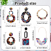 6 Pairs 6 Style Oval & Square & Donut Acrylic Dangle Stud Earrings EJEW-AN0003-36-2