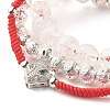 Natural Crackle Quartz & Lava Rock Braided Bead Bracelets Set BJEW-JB07212-03-7