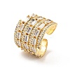 Clear Cubic Zirconia Chunky Open Cuff Rings RJEW-G255-02G-4