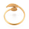 Leaf 304 Stainless Steel Cuff Ring Components X-STAS-T066-39G-3