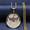 201 Stainless Steel Archangel Saint Michael Medal Pendant Box Chain Necklaces for Women NJEW-S440-01G-1