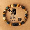 12 Constellations Natural Tiger Eye & Picture Jasper Round Beaded Stretch Bracelets for Men Women WG21EC3-02-1