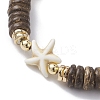 Dyed Natural Lava Rock & Coconut & Synthetic Turquoise Beaded Stretch Bracelet BJEW-JB10061-01-3