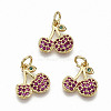 Brass Micro Pave OldRose Cubic Zirconia Charms ZIRC-S067-151-NF-1