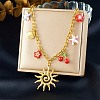 304 Stainless Steel with Plastic Bib Necklaces for Women NJEW-K300-03G-1