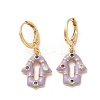 Hamsa Hand Real 18K Gold Plated Brass Dangle Hoop Earrings EJEW-L268-040G-03-1