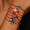 7Pcs Adjustable Glass & Brass Beads Braided Bead Bracelets TW6969-3