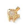 Brass Micro Pave Cubic Zirconia Fish Charms KK-Z136-49G-01-2