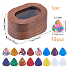 1Pc Oval Wooden Storage Boxes with Magnetic Visible Window Lids for Guitar Picks OBOX-DC0001-04-2