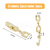 6Pcs 3 Colors Barss Fold Over Clasps FIND-FH0008-50-2