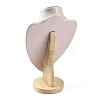 Bust Shaped Microfiber & Wood Jewelry Necklace & Earrings Display Stands NDIS-H042-01C-03-2