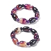 Natural Blue Lace Agate Bead Stretch Bracelets G-P570-01B-4