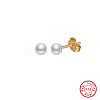 Round Natural Pearl Stud Earrings EJEW-G411-03B-G-1