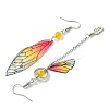 4 Set 4 Color Resin Wing with Feather Asymmetrical Earrings EJEW-TA00175-3