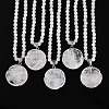 Natural Quartz Crystal 4.5mm Round Beaded Rock Crystal Flower Pendant Necklaces NJEW-T016-04P-2