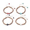 Dyed Synthetic Turquoise Corss & Coconut Disc Braided Bead Bracelet for Women BJEW-JB09353-1
