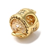 Flower Rack Plating Brass Micro Pave Cubic Zirconia European Beads KK-G511-04A-G-3
