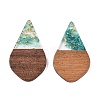 Transparent Resin and Walnut Wood Pendants RESI-T057-06I-2