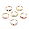 Brass Enamel Cuff Rings RJEW-I077-18G-1