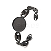 304 Stainless Steel Coffee Bean Chain Cuff Bracelet Blanks with Flat Round Bezel Settings SA-CBA4160-02C-EB-1