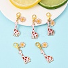 5Pcs Giraffe Alloy Enamel Pendant Decoration HJEW-YW00094-02-1
