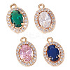 4Pcs 4 Colors Brass Micro Pave Cubic Zirconia Pendants KK-TA0002-58-2