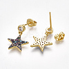 Brass Micro Pave Cubic Zirconia(Random Mixed Color) Dangle Ear Studs EJEW-S201-103B-2