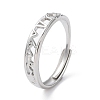 Non-Tarnish 304 Stainless Steel Hollow Heart Beat Adjustable Rings RJEW-D006-14P-1