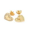 Brass Micro Pave Clear Cubic Zirconia Stud Earrings EJEW-M103-11G-2