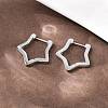 304 Stainless Steel Star Hoop Earrings EJEW-P324-02P-3