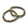 Natural Unakite Bead Stretch Bracelets X-BJEW-K212-B-006-6