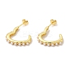 Rack Plating Brass Heart Stud Earrings with Plastic Imitation Pearl Beaded for Women EJEW-G342-17G-1