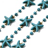 Handmade 304 Stainless Steel Synthetic Turquoise Starfish Link Chains CHS-L032-05G-02-1